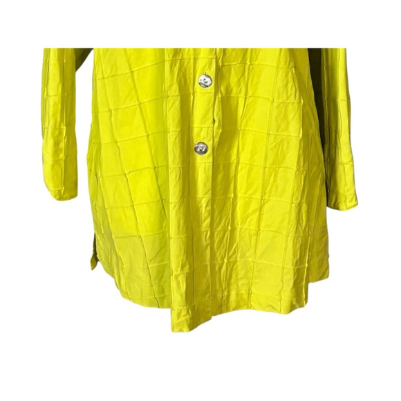Ali Miles Tunic Size XL Lime Green 3/4 Sleeves Button Front Lagenlook Artsy - Picture 5 of 8